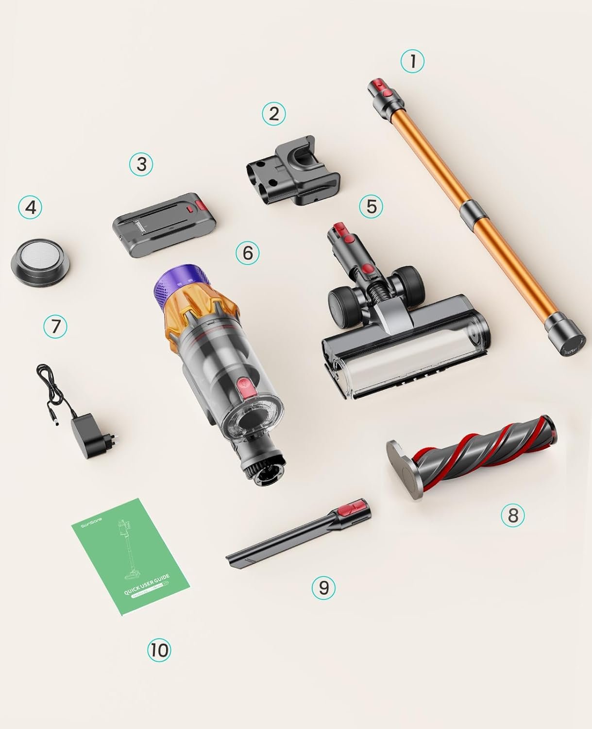 Cordless Vacuum Cleaner, 550W 45KPA 60 Mins Runtime Self-Standing Vacuum - Image 3