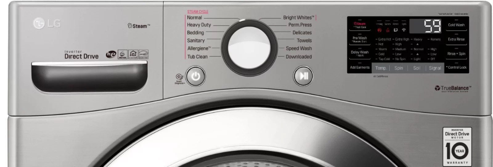 LG – 4.5 Cu. Ft. High-Efficiency Stackable Smart Front Load Washer with Steam and 6Motion Technology – Graphite steel - Image 2