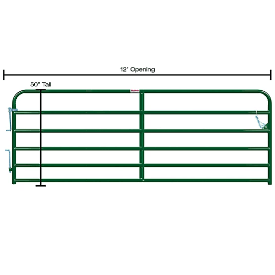 CountyLine 12 ft. x 52 in. 6-Bar Tube Gate, 2 in. Tube, Green