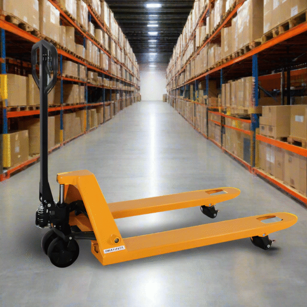 ApolloLift A-1007 Manual Hydraulic Pallet Jack – 5,500 lb Capacity, 48″×27″ Forks Nylon Wheel