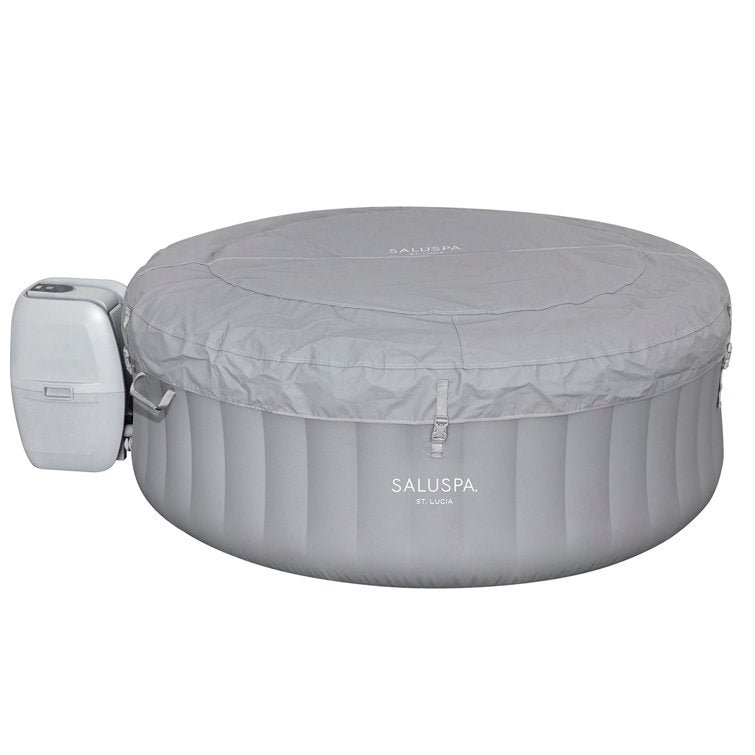 Bestway SaluSpa St. Lucia 3 Person Round Inflatable Outdoor Hot Tub Spa, Gray - Image 9