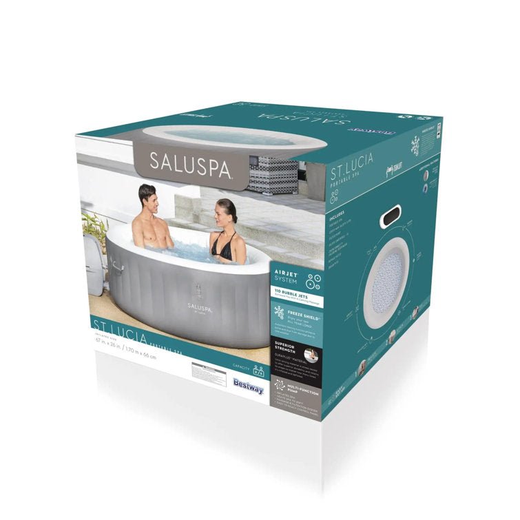 Bestway SaluSpa St. Lucia 3 Person Round Inflatable Outdoor Hot Tub Spa, Gray - Image 4