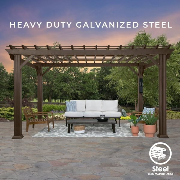 14×12 Ashford Traditional Steel Pergola With Sail Shade Soft Canopy - Image 8