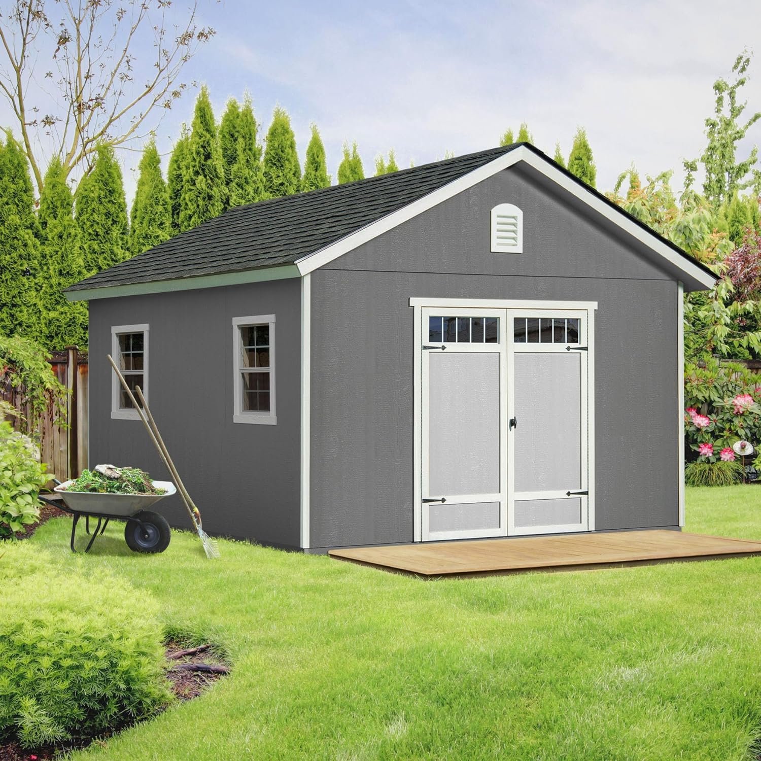 Handy Home Products Scarsdale 12×16 Do-it-Yourself Wooden Storage Shed with Floor - Image 2