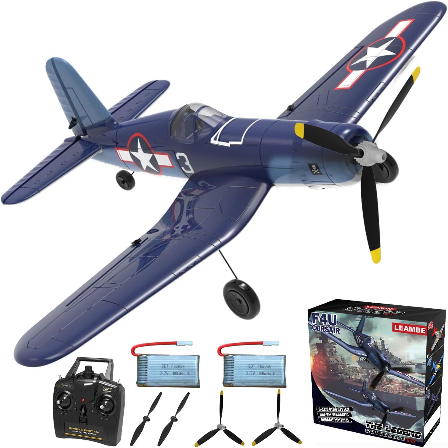 LEAMBE 4 Channel RC Plane – Ready to Fly Aerobatic Aircraft, Easy Control for Beginners, F4U Corsair RC Airplane Best Gift for Adults